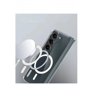 Mey İthalat®  Samsung Galaxy Z Fold 6 Kılıf Magneticsafe Şeffaf Silikon - Şeffaf