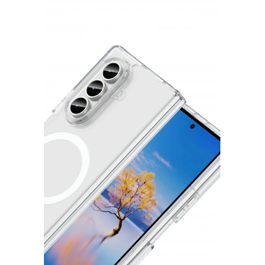 Mey İthalat®  Samsung Galaxy Z Fold 7 Kılıf Magneticsafe Şeffaf Silikon - Şeffaf