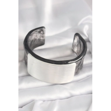 Mey İthalat® Siyah Mermer Desen Akrilik Plastik Dikdörtgen Plaka Model Vintage Kadın Bilezik