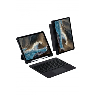 Mey İthalat® T5209D iPad Pro 12.9 (2021) Kılıf İnter Ledli Klavyeli Tablet Kılıfı - Siyah