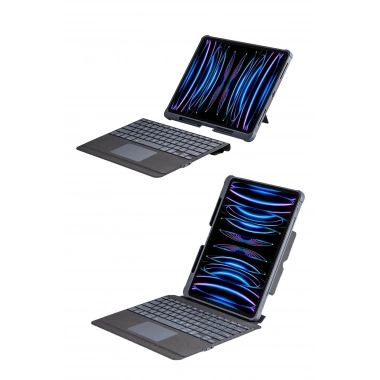 Mey İthalat®  T5509D iPad Pro 12.9 (2022) Kılıf Palermo Ledli Klavyeli Standlı Tablet Kılıfı - Siyah