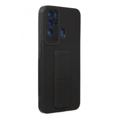 Mey İthalat® Tecno Pova Neo Kılıf Mega Standlı Silikon - Siyah