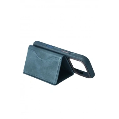 Mey İthalat®  Tema Magsafe Deri Kartlık - Açık Mavi