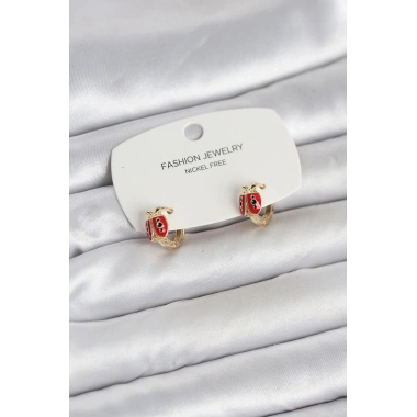 Mey İthalat® Uğur Böceği Model Gold Renk Pirinç Çocuk Küpe