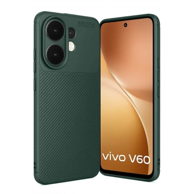 Mey İthalat®  Vivo V60 5G Auto Focus Karbon Kapak - Koyu Yeşil