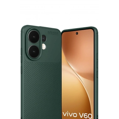 Mey İthalat®  Vivo V60 5G Auto Focus Karbon Kapak - Koyu Yeşil