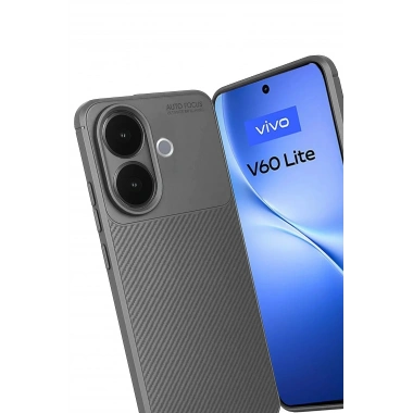 Mey İthalat®  Vivo V60 Lite Auto Focus Karbon Kapak - Gri
