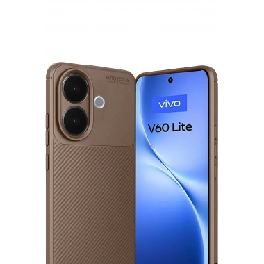 Mey İthalat®  Vivo V60 Lite Auto Focus Karbon Kapak - Kahverengi
