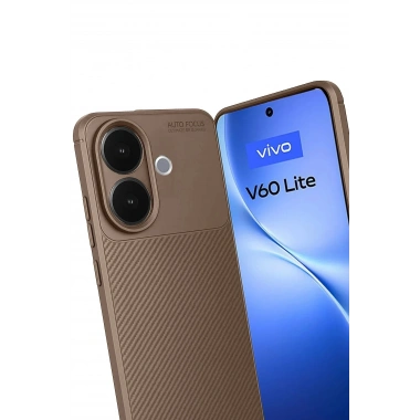 Mey İthalat®  Vivo V60 Lite Auto Focus Karbon Kapak - Kahverengi