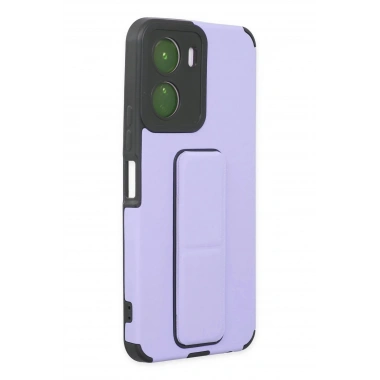 Mey İthalat®  Vivo Y16 Kılıf Mega Standlı Silikon - Lila