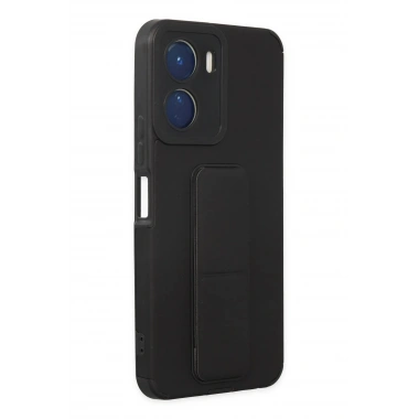 Mey İthalat® Vivo Y16 Kılıf Mega Standlı Silikon - Siyah