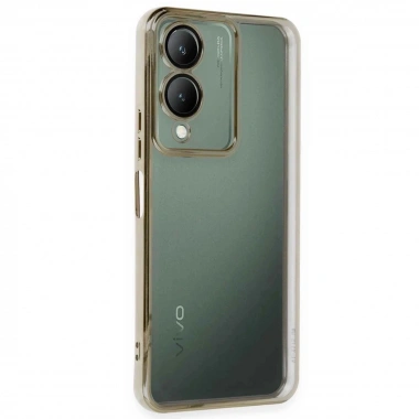 Mey İthalat®  Vivo Y17S Kılıf  Lensli Silikon - Gold