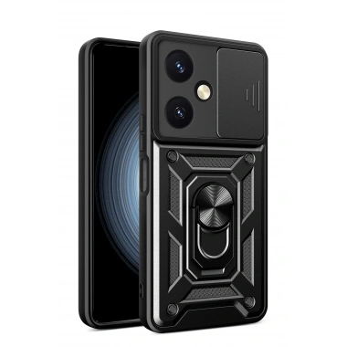 Mey İthalat®  Vivo Y27 Kılıf Pars Lens Yüzüklü Silikon - Siyah