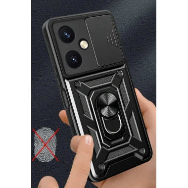 Mey İthalat®  Vivo Y27 Kılıf Pars Lens Yüzüklü Silikon - Siyah