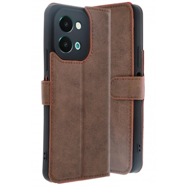 Mey İthalat®  Vivo Y28 Kılıf Trend S Plus Kapaklı Kılıf - Taba
