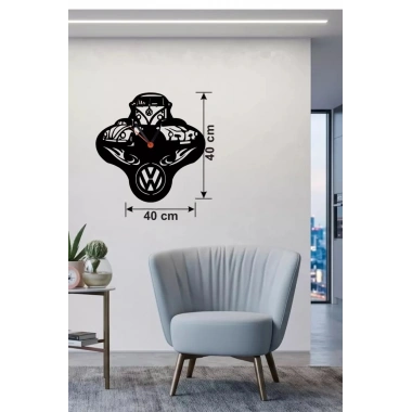 Mey İthalat® Vosvos ve Retro Araba Temalı Ahşap Duvar Saati - 40x40 cm Lazer Kesim