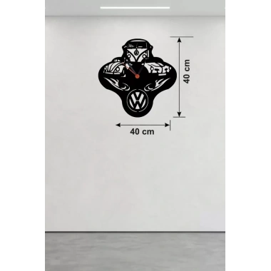 Mey İthalat® Vosvos ve Retro Araba Temalı Ahşap Duvar Saati - 40x40 cm Lazer Kesim