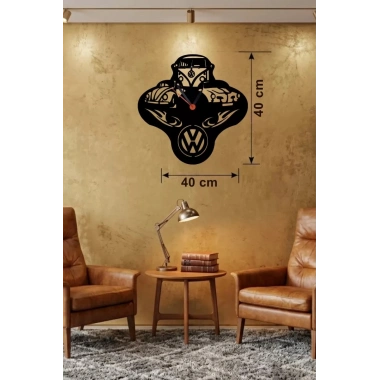 Mey İthalat® Vosvos ve Retro Araba Temalı Ahşap Duvar Saati - 40x40 cm Lazer Kesim