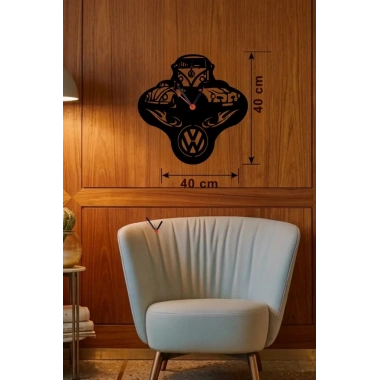 Mey İthalat® Vosvos ve Retro Araba Temalı Ahşap Duvar Saati - 40x40 cm Lazer Kesim
