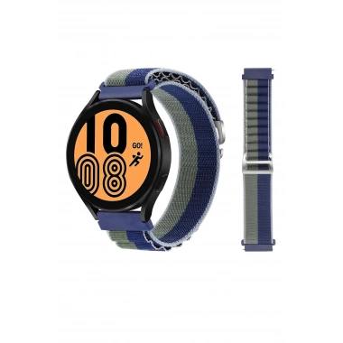 Mey İthalat® Watch 20mm KR410 Kumaş Kordon - Lacivert-Yeşil