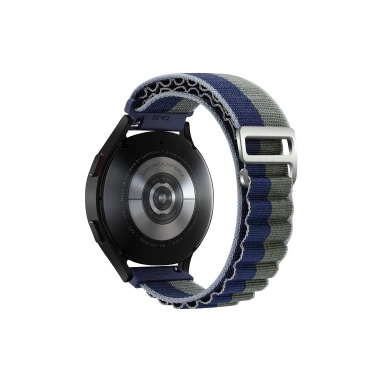 Mey İthalat® Watch 20mm KR410 Kumaş Kordon - Lacivert-Yeşil