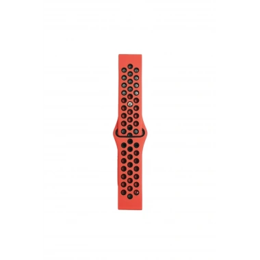 Mey İthalat® Watch 20mm Spor Delikli Kordon - Kırmızı-Siyah