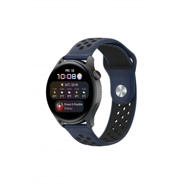 Mey İthalat® Watch 20mm Spor Delikli Kordon - Lacivert-Siyah