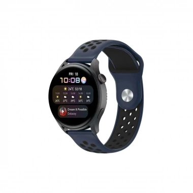 Mey İthalat® Watch 20mm Spor Delikli Kordon - Lacivert-Siyah