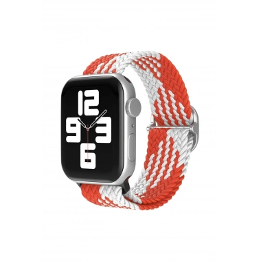 Mey İthalat® Watch 20mm Star Kordon - Beyaz-Kırmızı