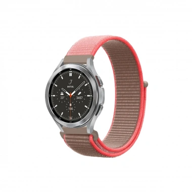 Mey İthalat®  Watch 22mm Hasırlı Cırtcırtlı Kordon - Pembe
