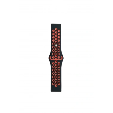 Mey İthalat® Watch 22mm Spor Delikli Kordon - Siyah-Kırmızı