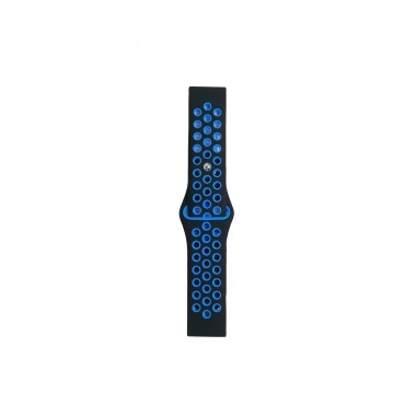 Mey İthalat® Watch 22mm Spor Delikli Kordon - Siyah-Mavi