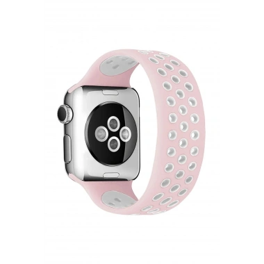 Mey İthalat® Watch 38mm Ayarlı Delikli Silikon Kordon - Pembe-Beyaz