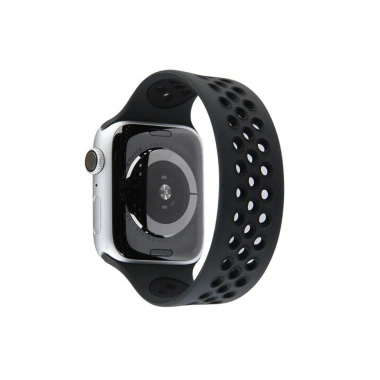 Mey İthalat® Watch 38mm Ayarlı Delikli Silikon Kordon - Siyah-Siyah