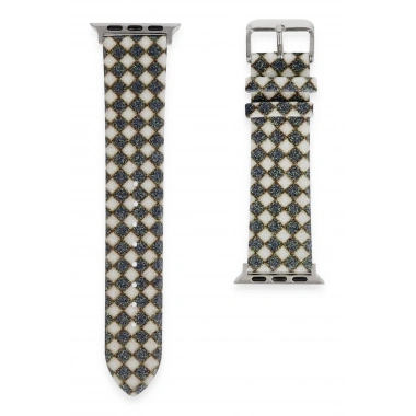 Mey İthalat® Watch 38mm Karo Motif Kordon - Siyah