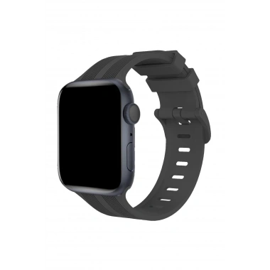 Mey İthalat® Watch 38mm KR408 Çizgili Silikon Kordon - Koyu Gri