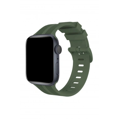 Mey İthalat® Watch 38mm KR408 Çizgili Silikon Kordon - Koyu Yeşil