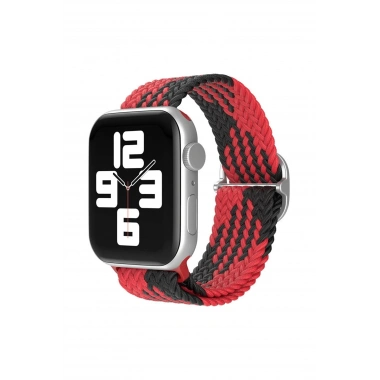 Mey İthalat® Watch 38mm Star Kordon - Kırmızı-Siyah