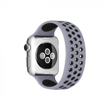 Mey İthalat® Watch 42mm Ayarlı Delikli Silikon Kordon - Gri-Siyah