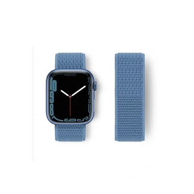 Mey İthalat® Watch 42mm Hasırlı Cırtcırtlı Kordon - Mavi