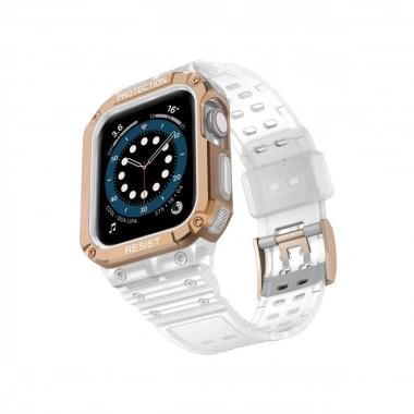Mey İthalat®   Watch 42mm KR401 Silikon Kordon - Beyaz-Rose