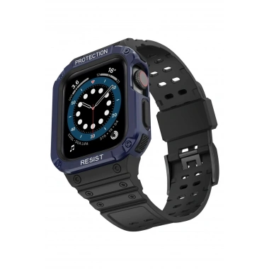 Mey İthalat® Watch 42mm KR401 Silikon Kordon - Siyah-Mavi