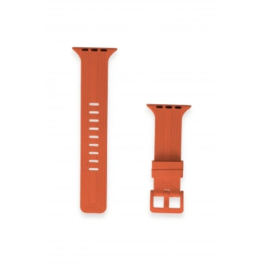 Mey İthalat® Watch 42mm KR408 Çizgili Silikon Kordon - Turuncu