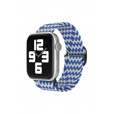 Mey İthalat® Watch 42mm Star Kordon - Zigzag Beyaz-Mavi