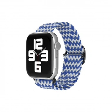 Mey İthalat® Watch 42mm Star Kordon - Zigzag Beyaz-Mavi