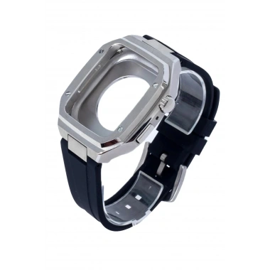 Mey İthalat® Watch 44mm KR402 Metal Kasa Silikon Kordon - Gümüş