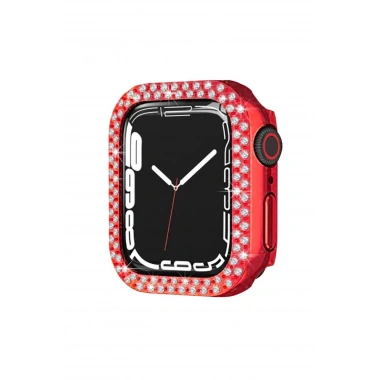 Mey İthalat®   Watch 44mm Taşlı Kasa - Kırmızı
