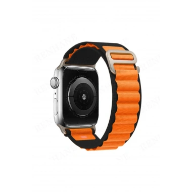 Mey İthalat® Watch Ultra 49mm Mountain Kordon - Siyah-Turuncu