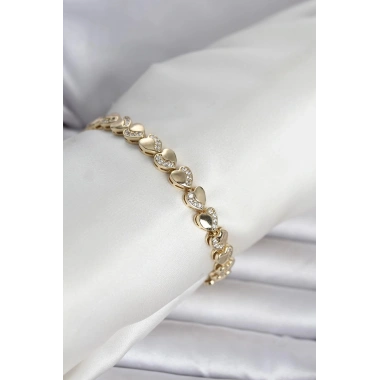 Mey İthalat® Xuping Kalp Model Gold Renk Kadın Bileklik