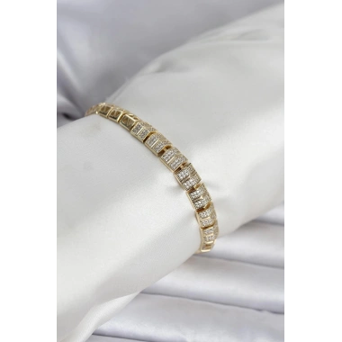 Mey İthalat® Xuping Zirkon Taşlı Gold Renk Kadın Bileklik